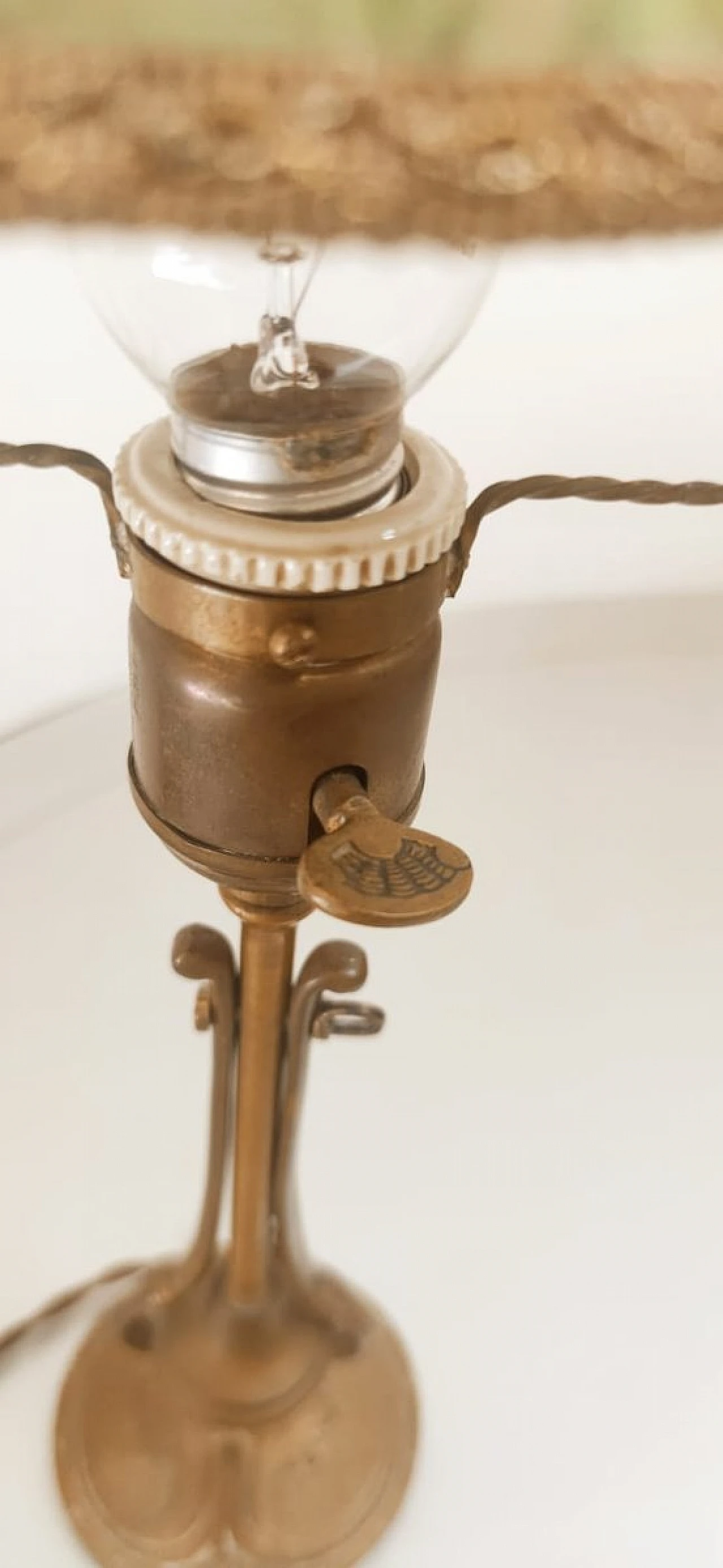 Adjustable table lamp in brass with fabric lampshade, 1930s 2