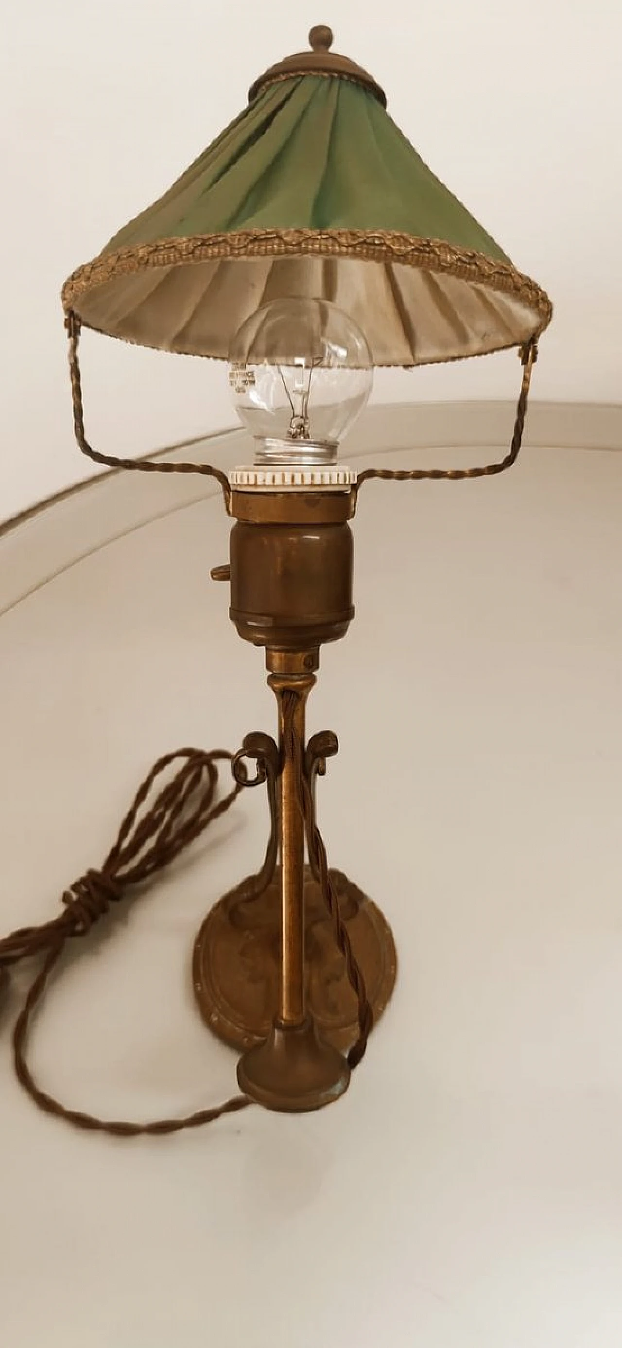 Adjustable table lamp in brass with fabric lampshade, 1930s 8