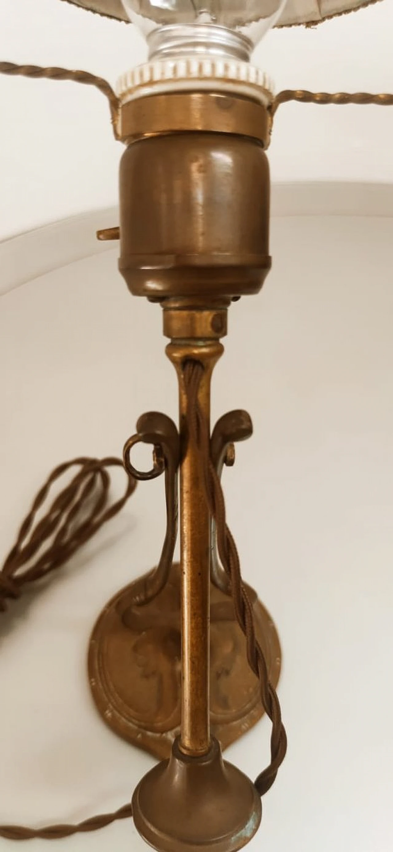 Adjustable table lamp in brass with fabric lampshade, 1930s 9