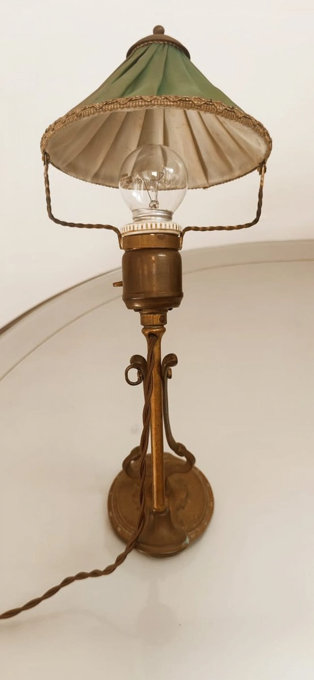 Adjustable table lamp in brass with fabric lampshade, 1930s 13