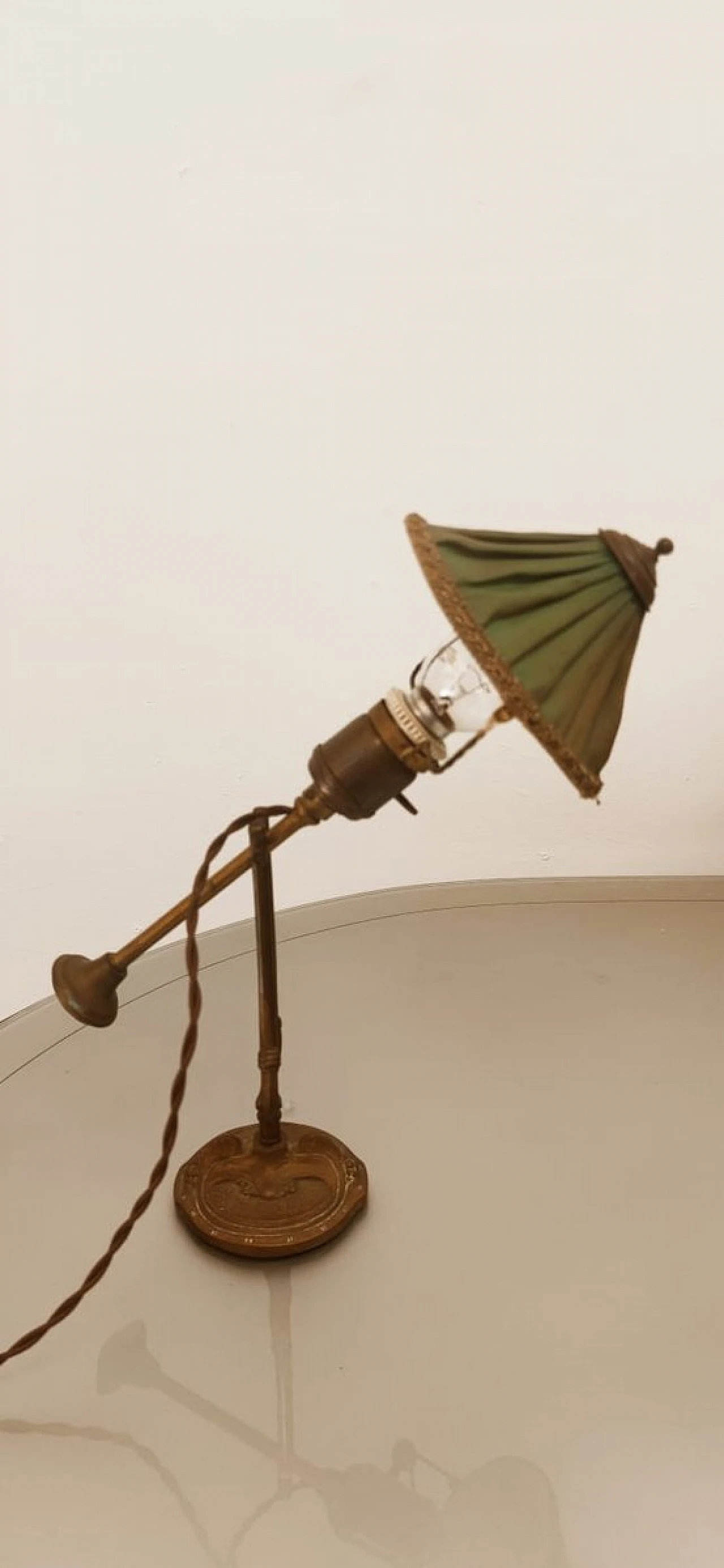 Adjustable table lamp in brass with fabric lampshade, 1930s 14