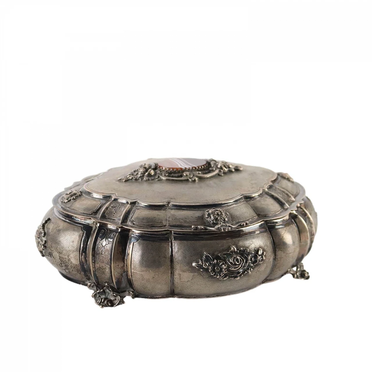 Casket in bacellate silver and agate by Fassi Arno, 1930s 1