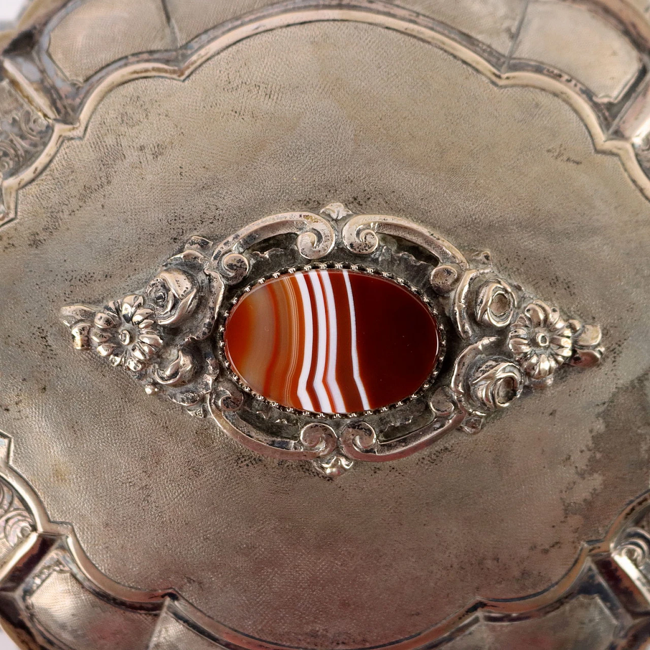 Casket in bacellate silver and agate by Fassi Arno, 1930s 5