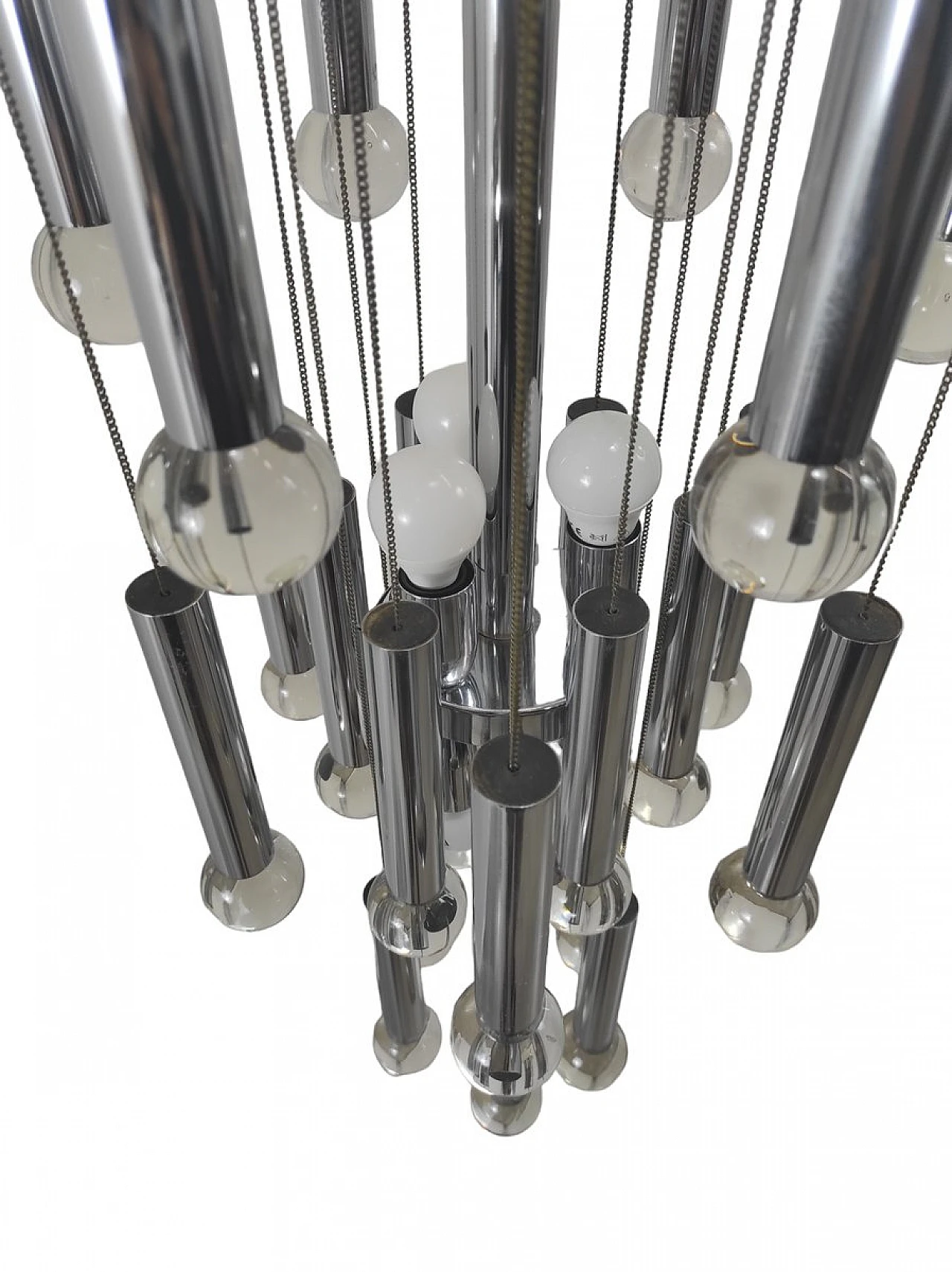 24-Light chandelier in metal & crystal attributed to Sciolari, 1970s 8