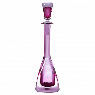 Pink Murano glass bottle by Flavio Poli for Seguso, 1970s