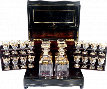 Cantinetta per liquori Napoleone III con cristalli di Baccarat, '800