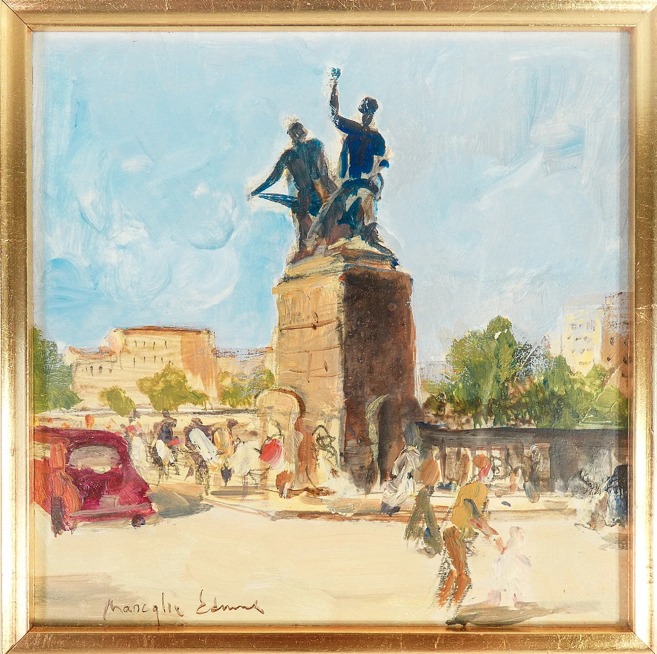 Edmondo Maneglia, Monumento a Torino, olio su cartoncino, anni '80 2