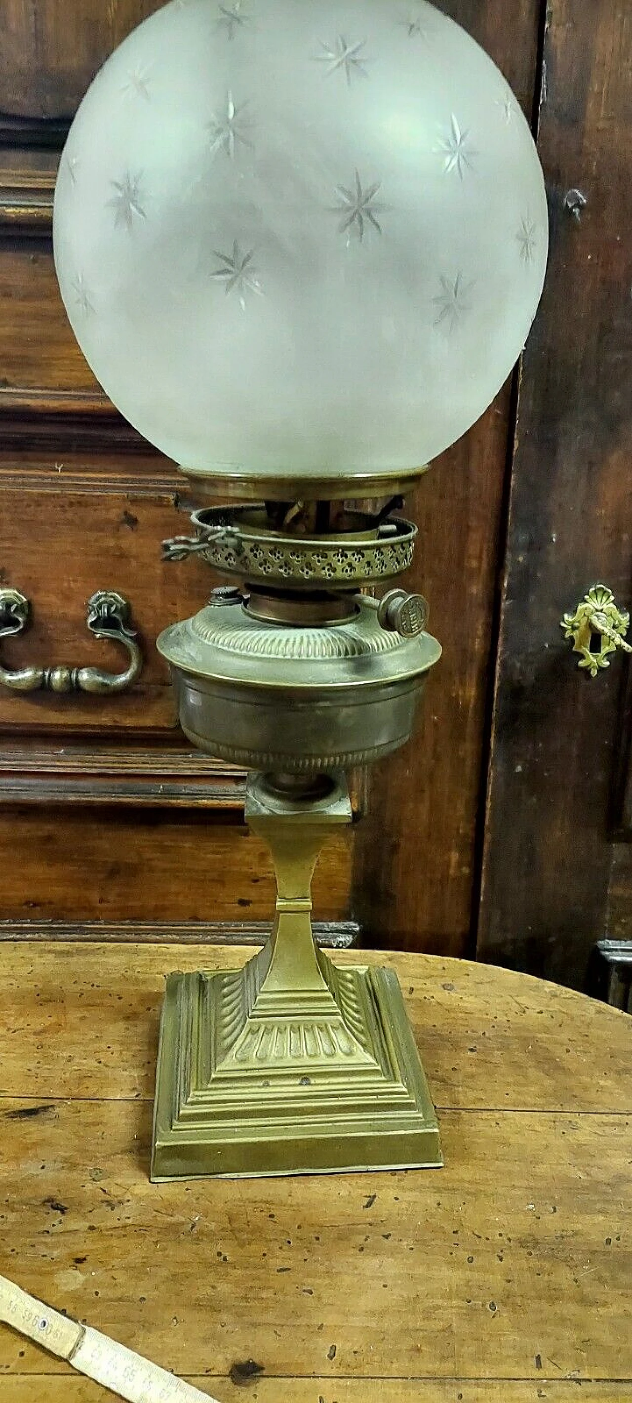 Brass oil table lamp, 19th century 5