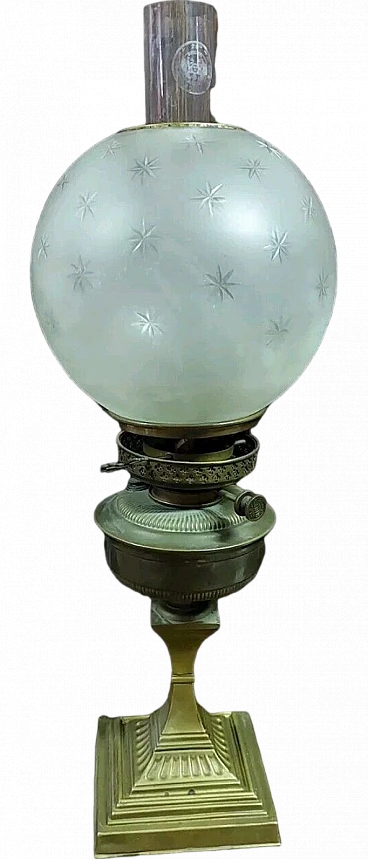 Brass oil table lamp, 19th century