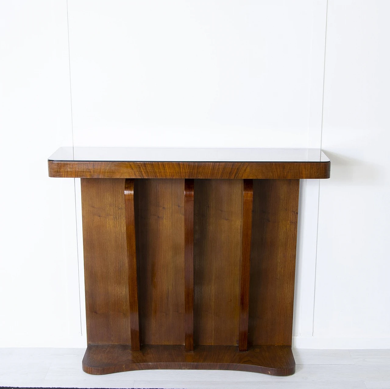 Art Deco console in walnut with mirror top, 1930s 1