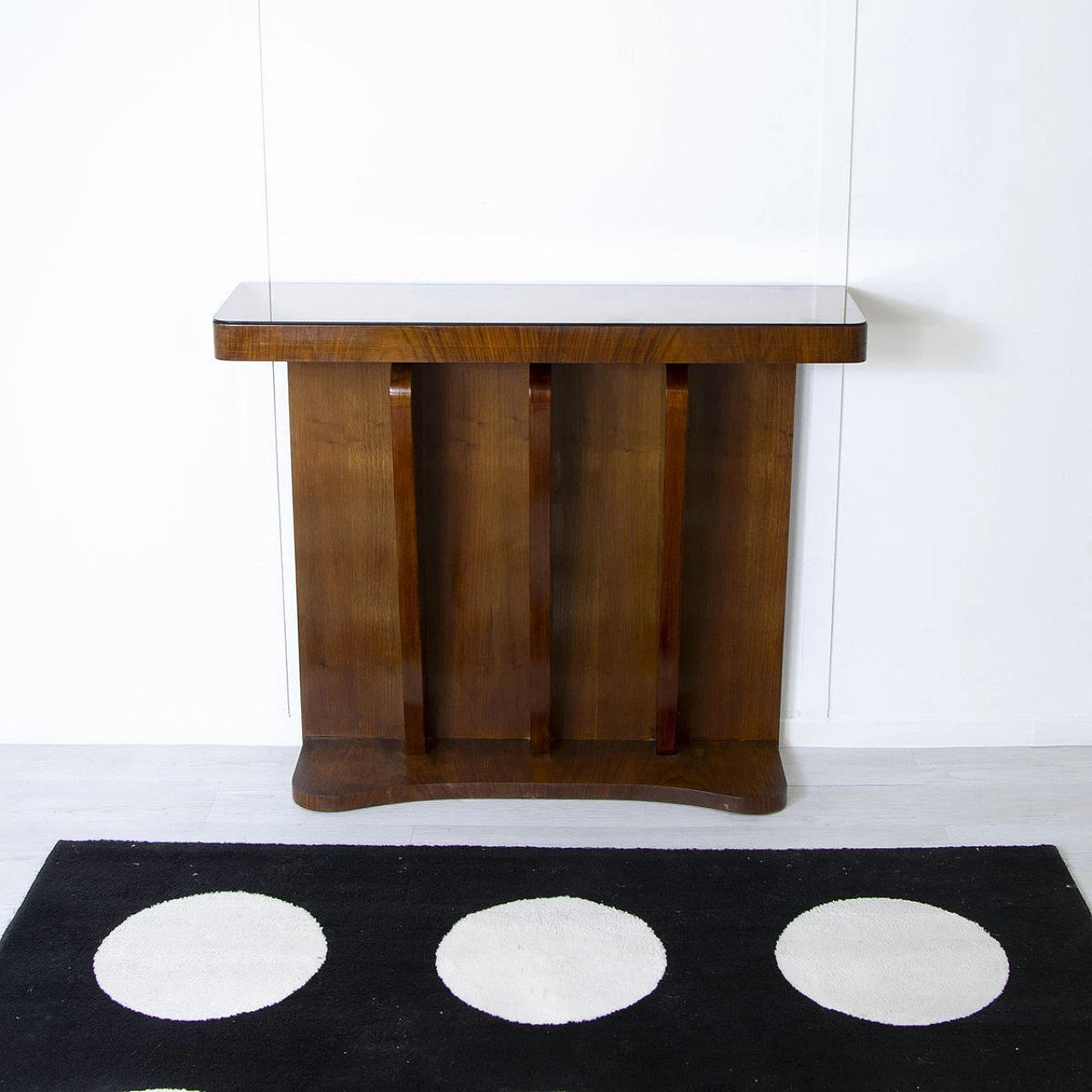 Art Deco console in walnut with mirror top, 1930s 10