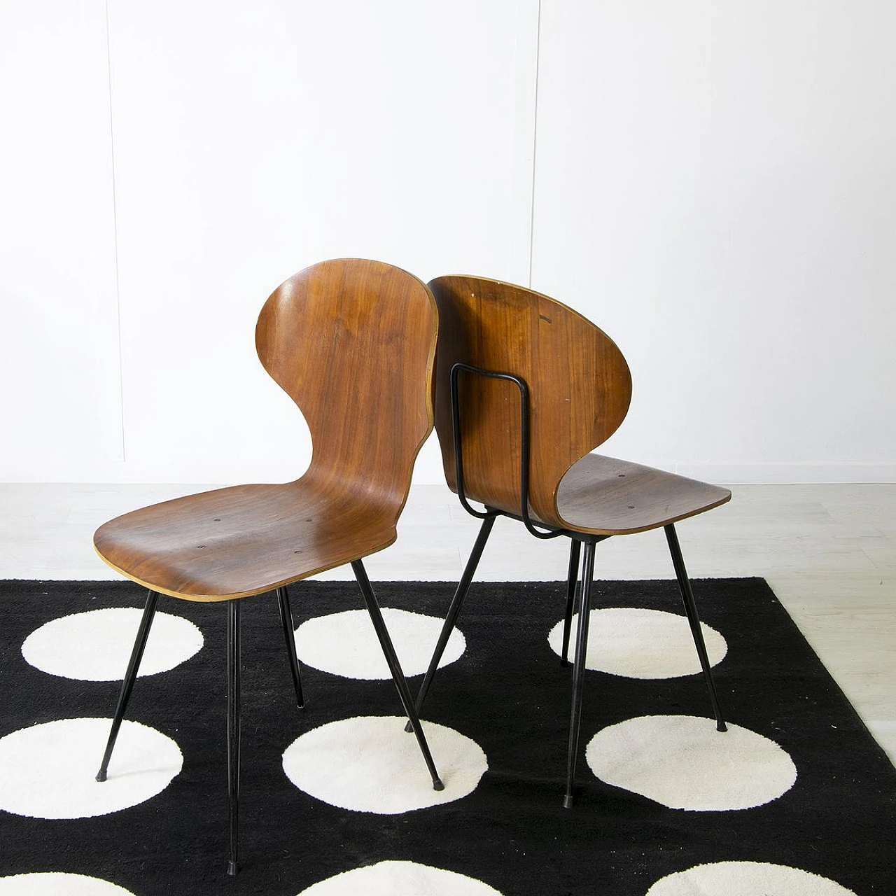 6 Chairs in curved wood & iron by C. Ratti for I. Legni Curvati, 1950s 7