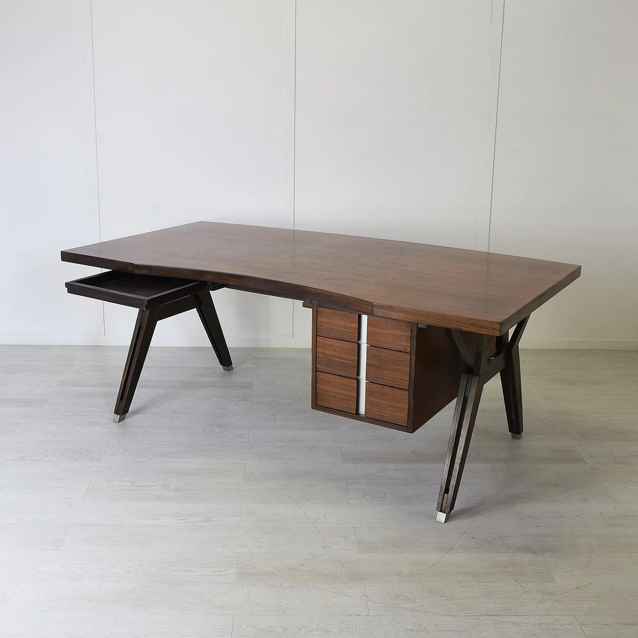 Tolomeo desk in teak by Ico & Luisa Parisi for MiM Roma, 1950s 1