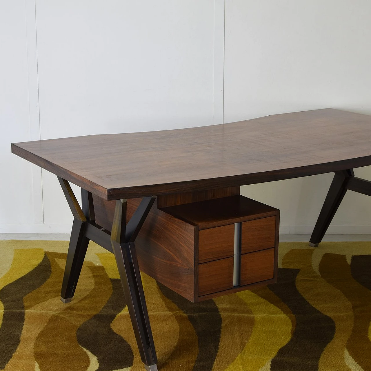 Tolomeo desk in teak by Ico & Luisa Parisi for MiM Roma, 1950s 3