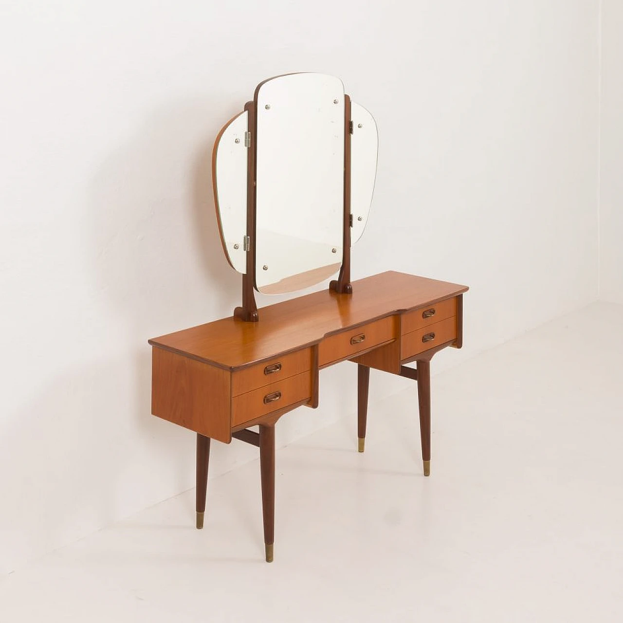 Scandinavian teak vanity table with adjustable mirrors, 1960s 7