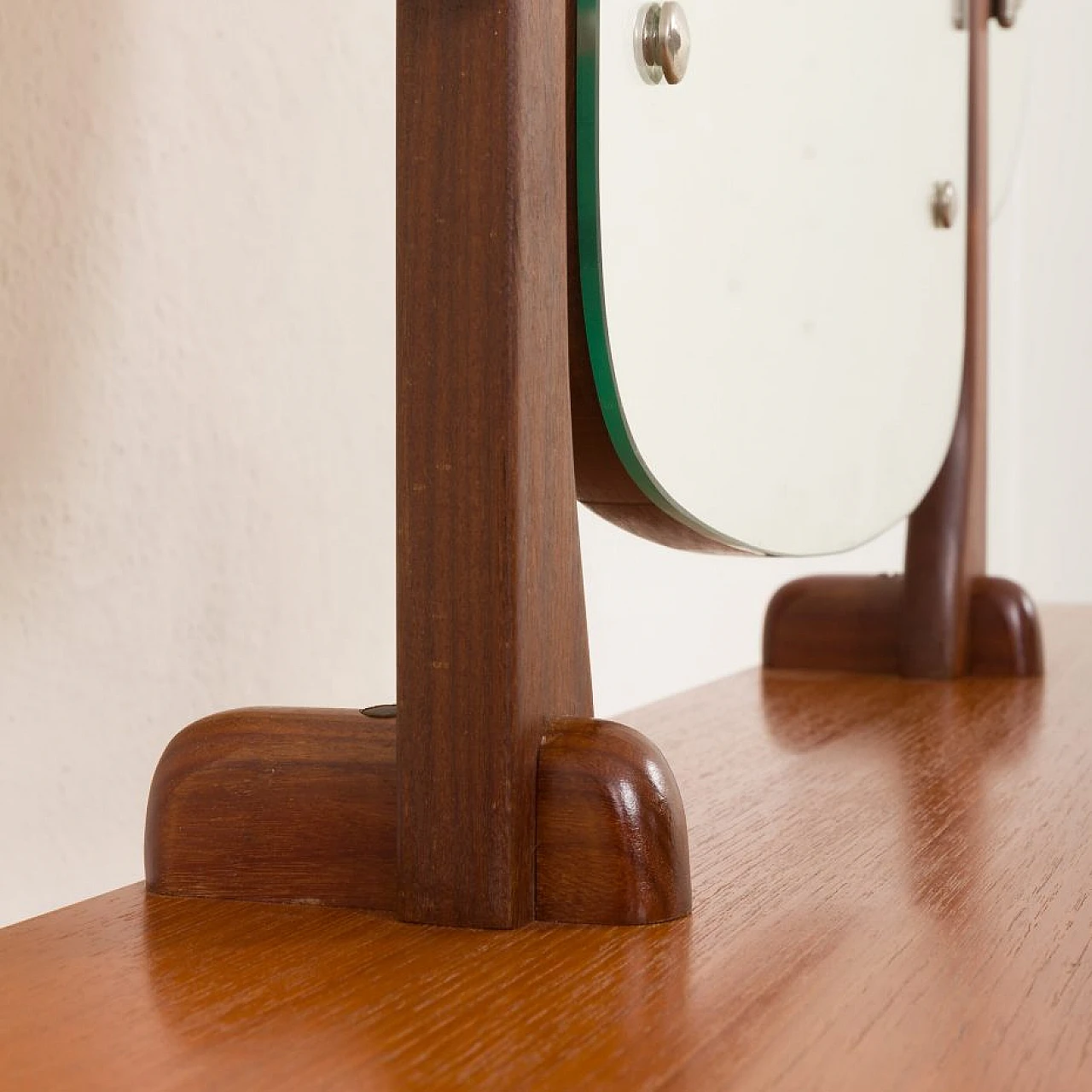 Scandinavian teak vanity table with adjustable mirrors, 1960s 10