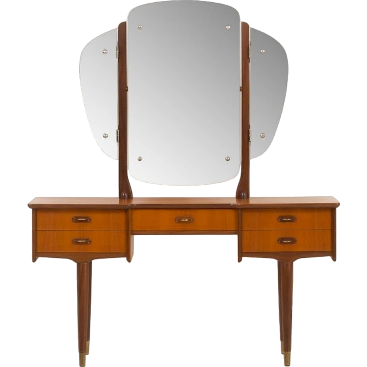 Scandinavian teak vanity table with adjustable mirrors, 1960s 18