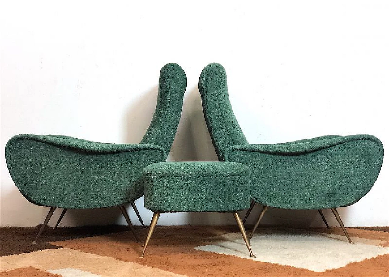 Pair of Lady armchairs and pouf attr. to Marco Zanuso, 1950s 5