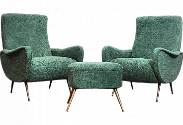 Pair of Lady armchairs and pouf attr. to Marco Zanuso, 1950s