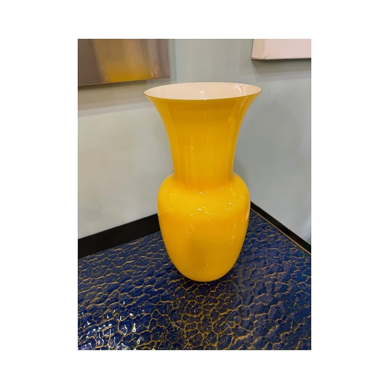 Vaso in vetro di Murano giallo di Venini, anni '50 2