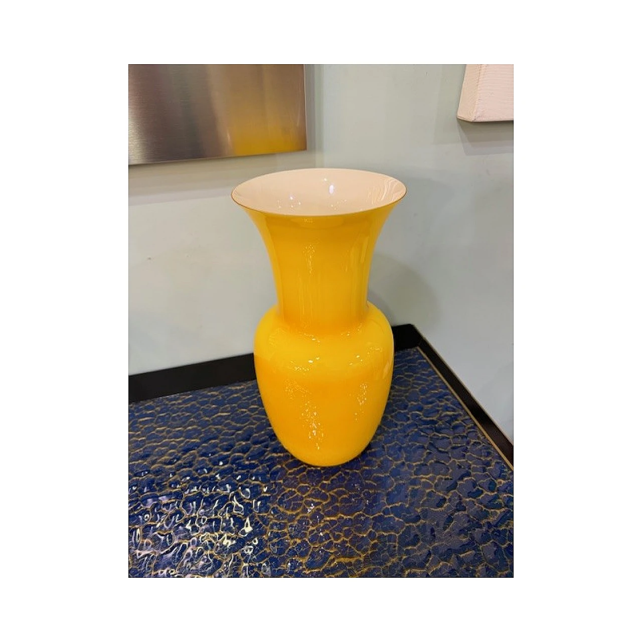 Vaso in vetro di Murano giallo di Venini, anni '50 3