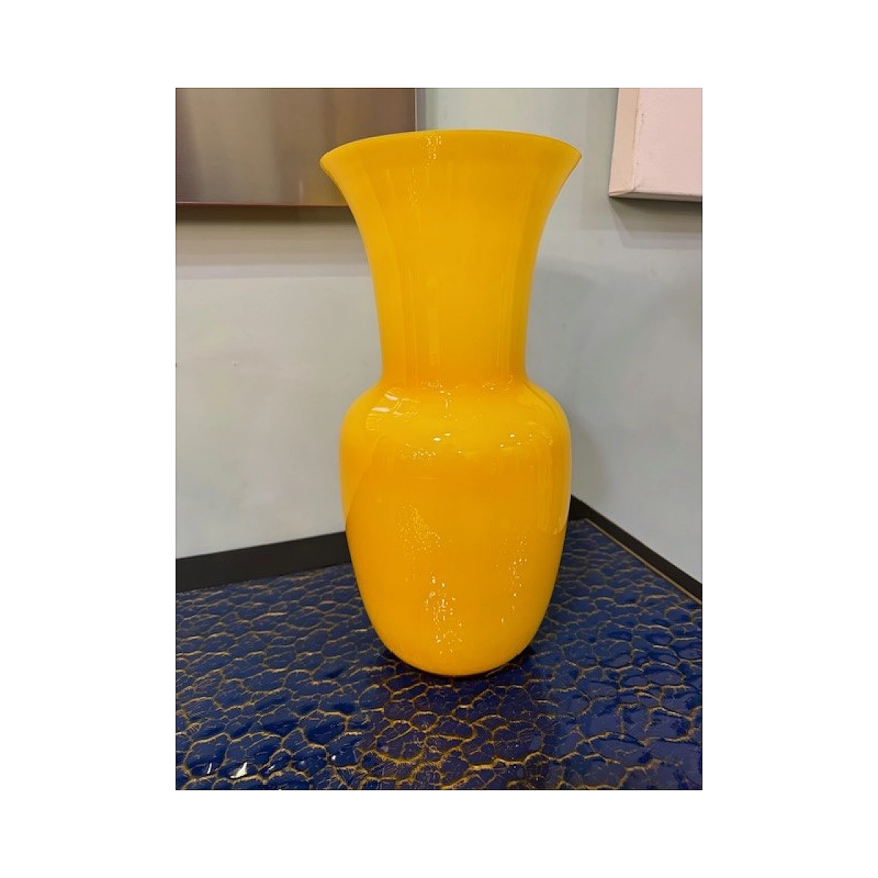 Vaso in vetro di Murano giallo di Venini, anni '50 4