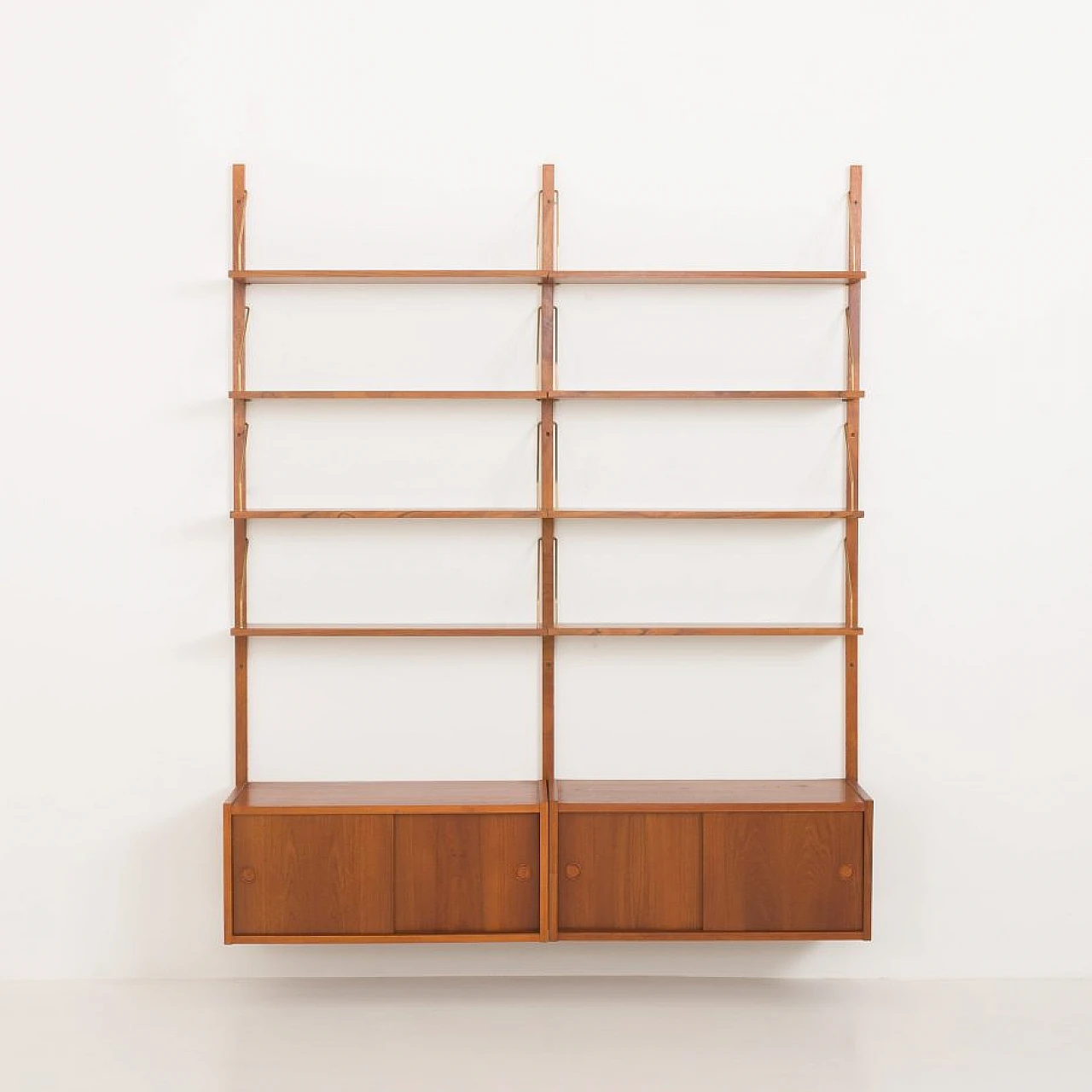 Teak two-bay bookcase in the style of Poul Cadovius, 1960s 1