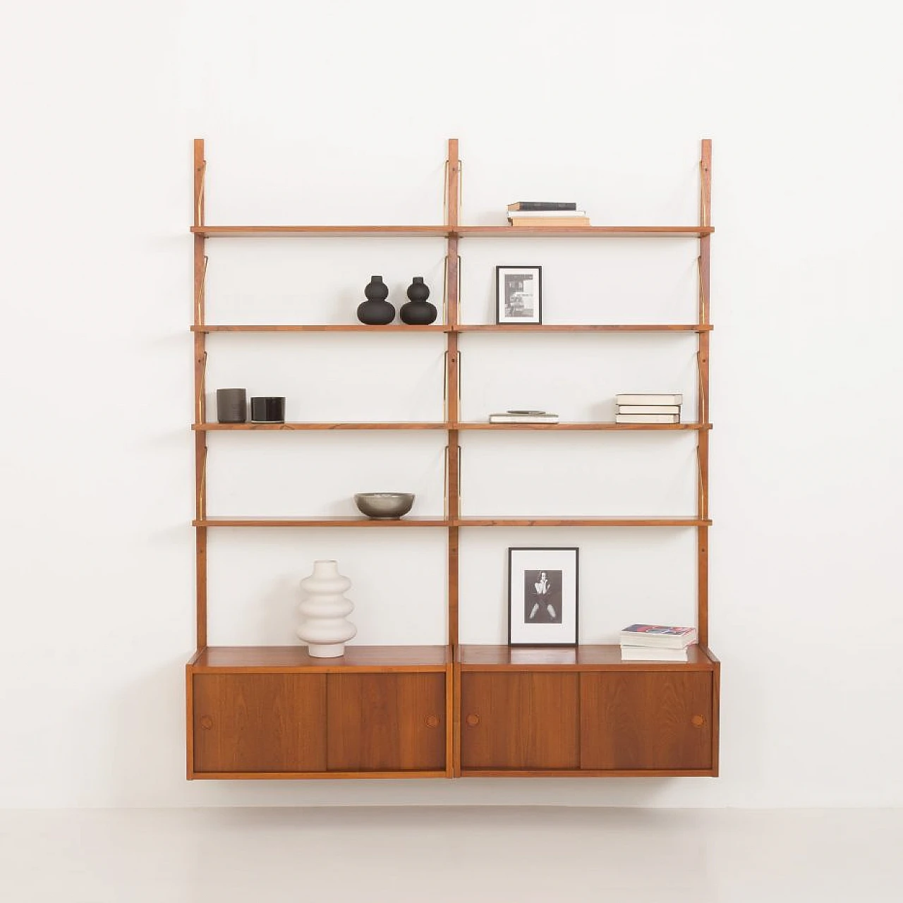 Teak two-bay bookcase in the style of Poul Cadovius, 1960s 2