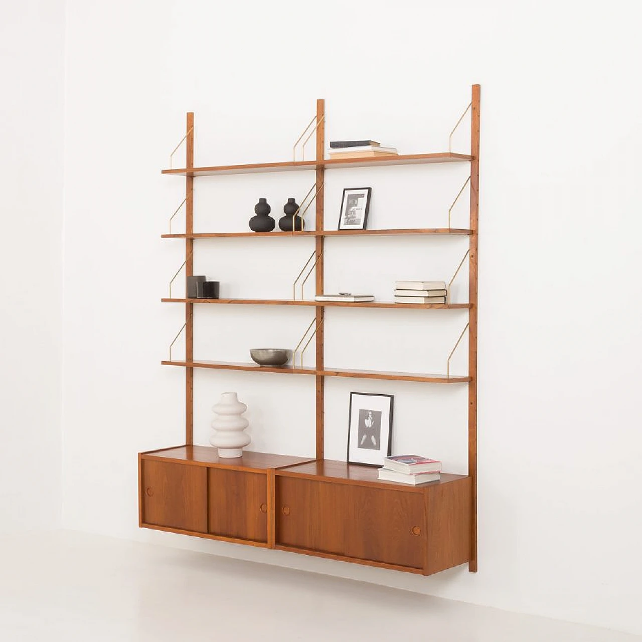 Teak two-bay bookcase in the style of Poul Cadovius, 1960s 4