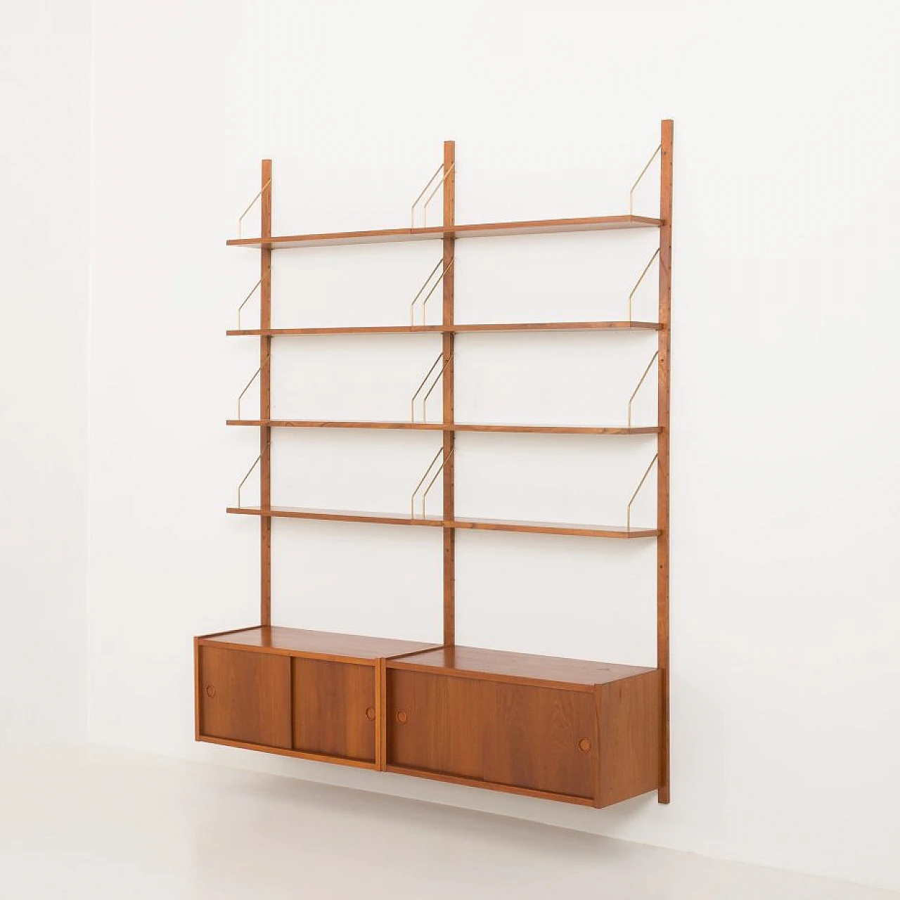 Teak two-bay bookcase in the style of Poul Cadovius, 1960s 5