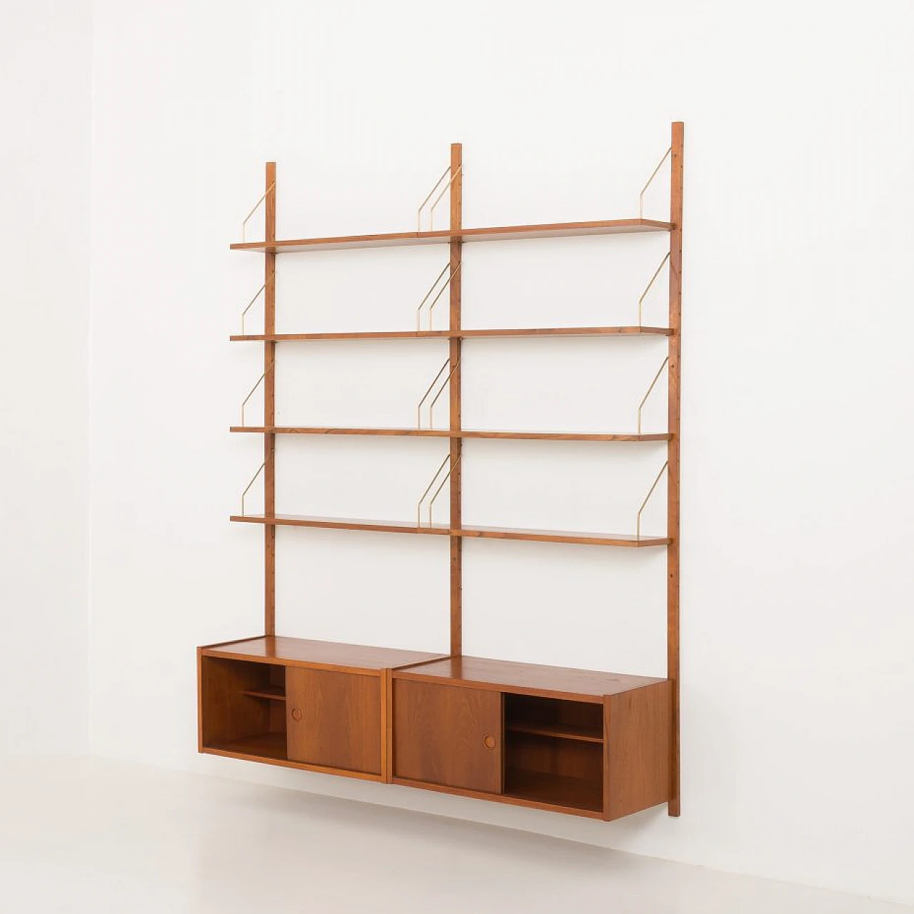 Teak two-bay bookcase in the style of Poul Cadovius, 1960s 7