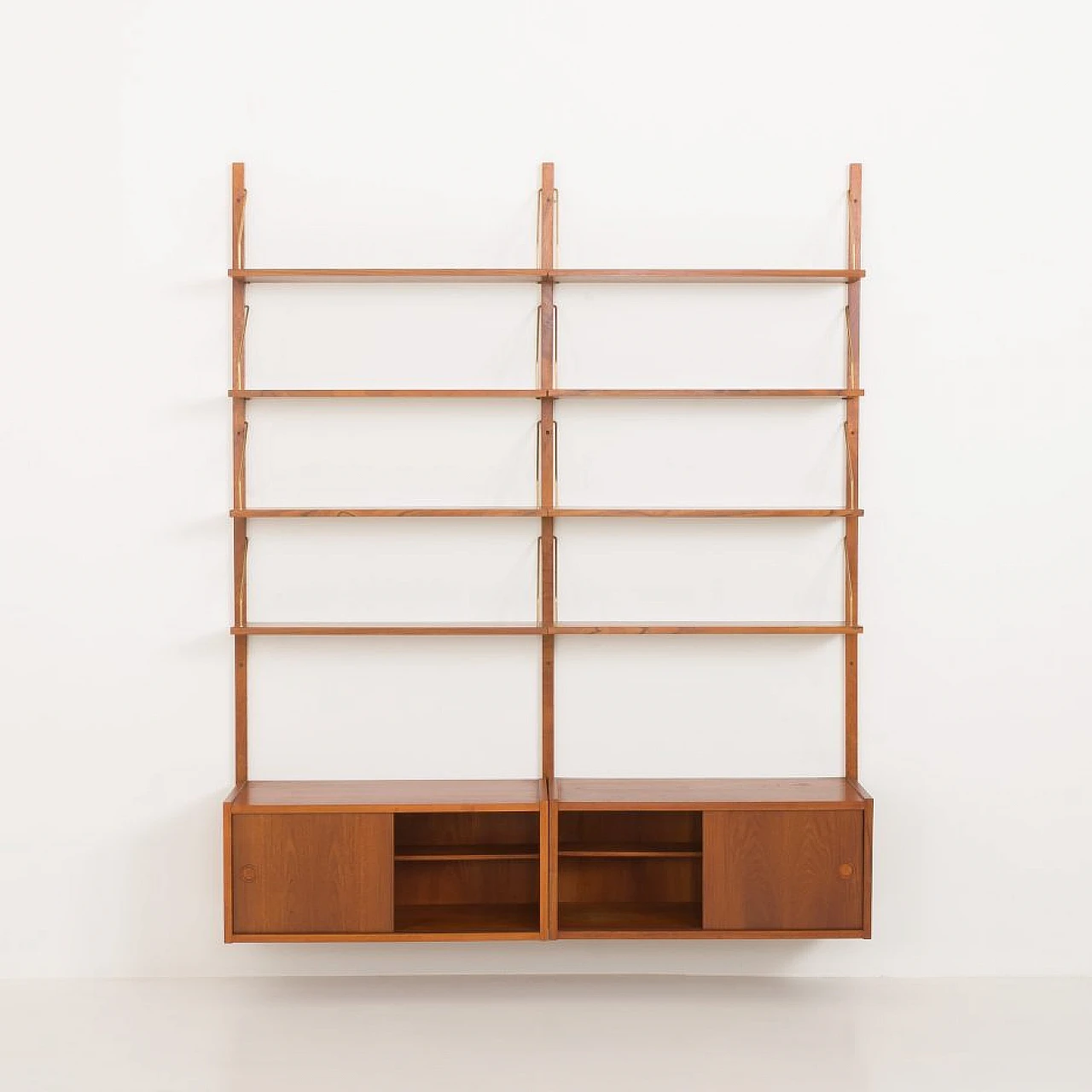 Teak two-bay bookcase in the style of Poul Cadovius, 1960s 9