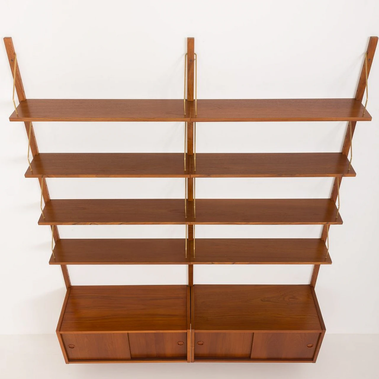 Teak two-bay bookcase in the style of Poul Cadovius, 1960s 10