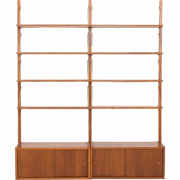 Teak two-bay bookcase in the style of Poul Cadovius, 1960s