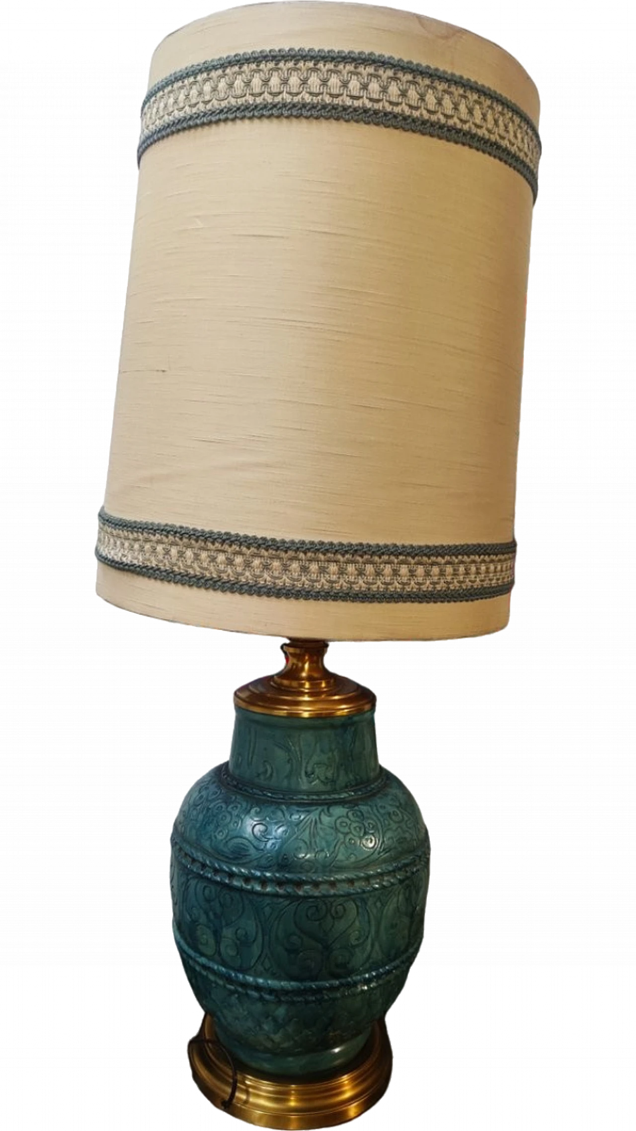 Ceramic and brass table lamp, 1950s 5