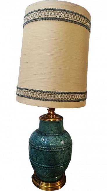 Ceramic and brass table lamp, 1950s