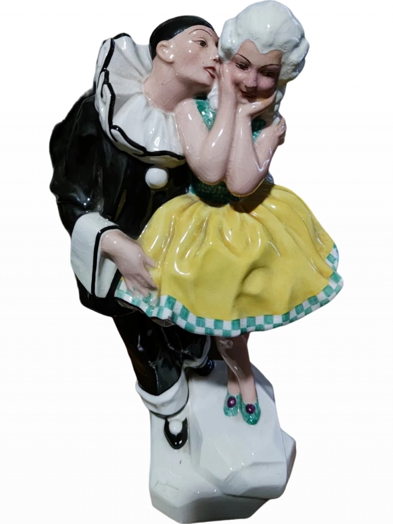 Ceramic Pierrot and Columbine by Jihokera Bechyne, 1950s 6