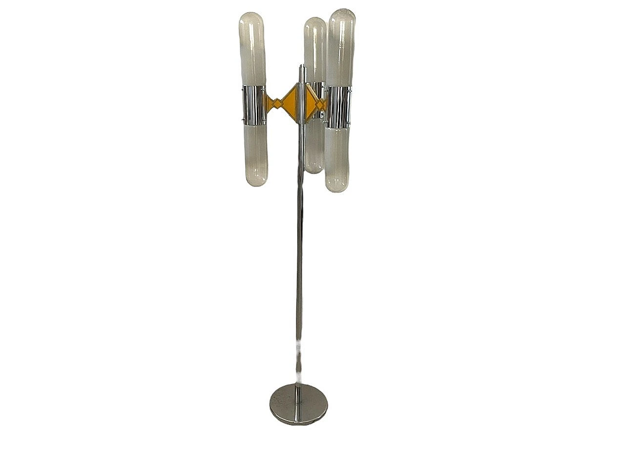 Chrome and Murano glass floor lamp by Mazzega, 1970s 1