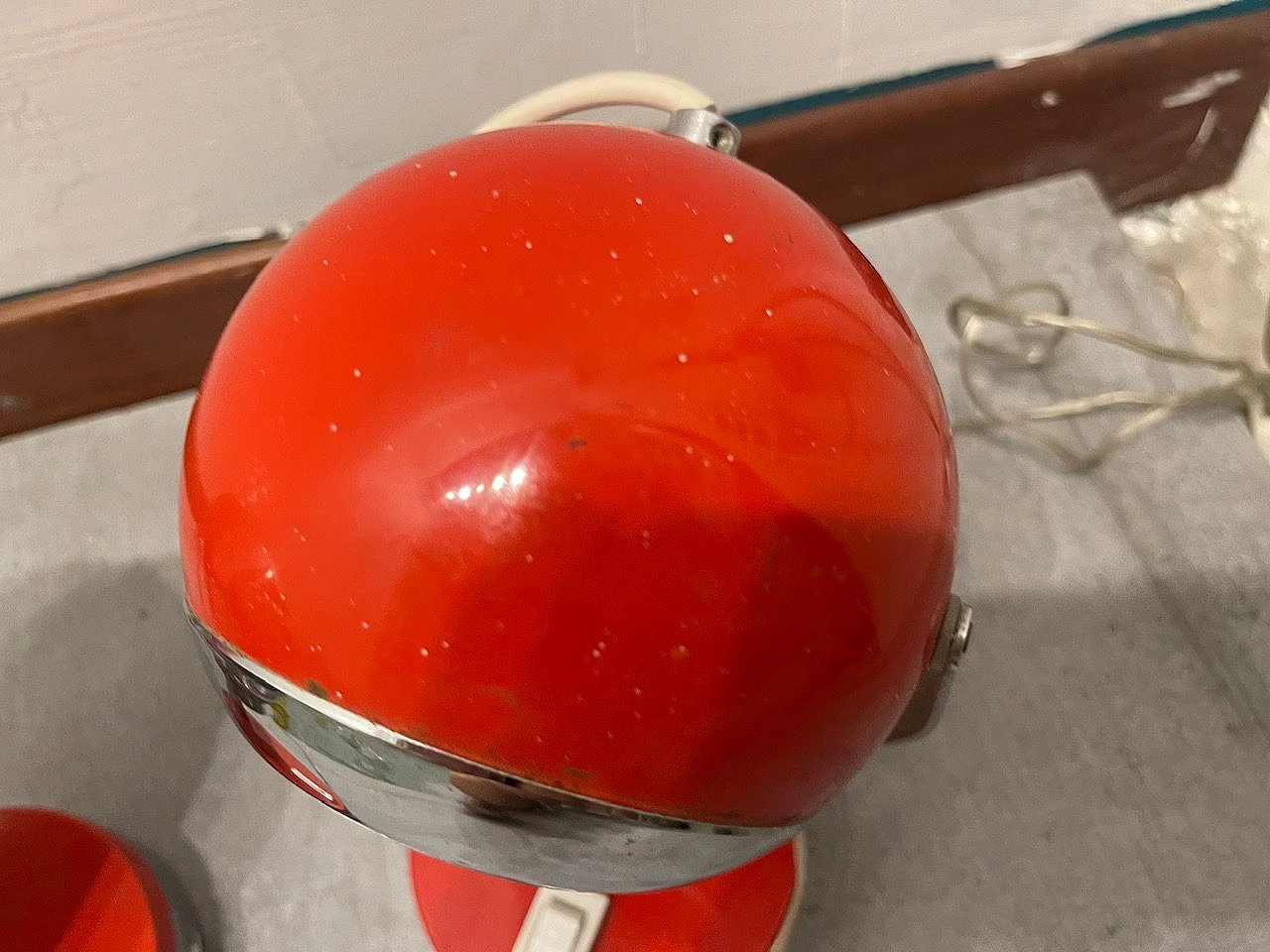 Pair of Red Eye metal table lamps, 1970s 9