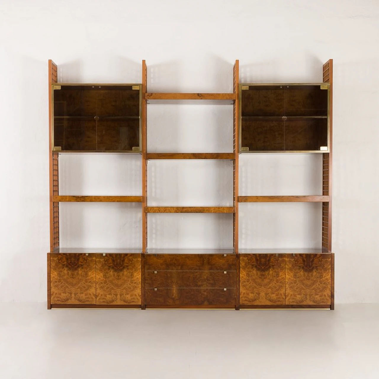 Walnut-root bookcase by G. Gorgoni for Fratelli Turi, 1970s 1