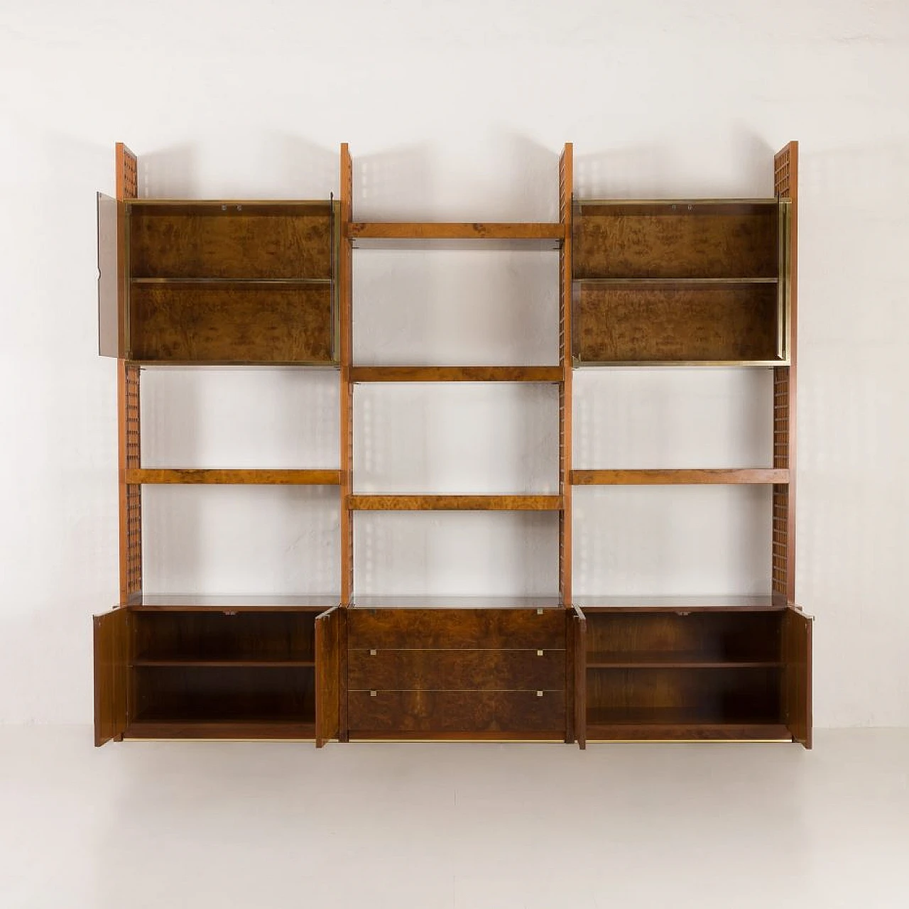 Walnut-root bookcase by G. Gorgoni for Fratelli Turi, 1970s 9