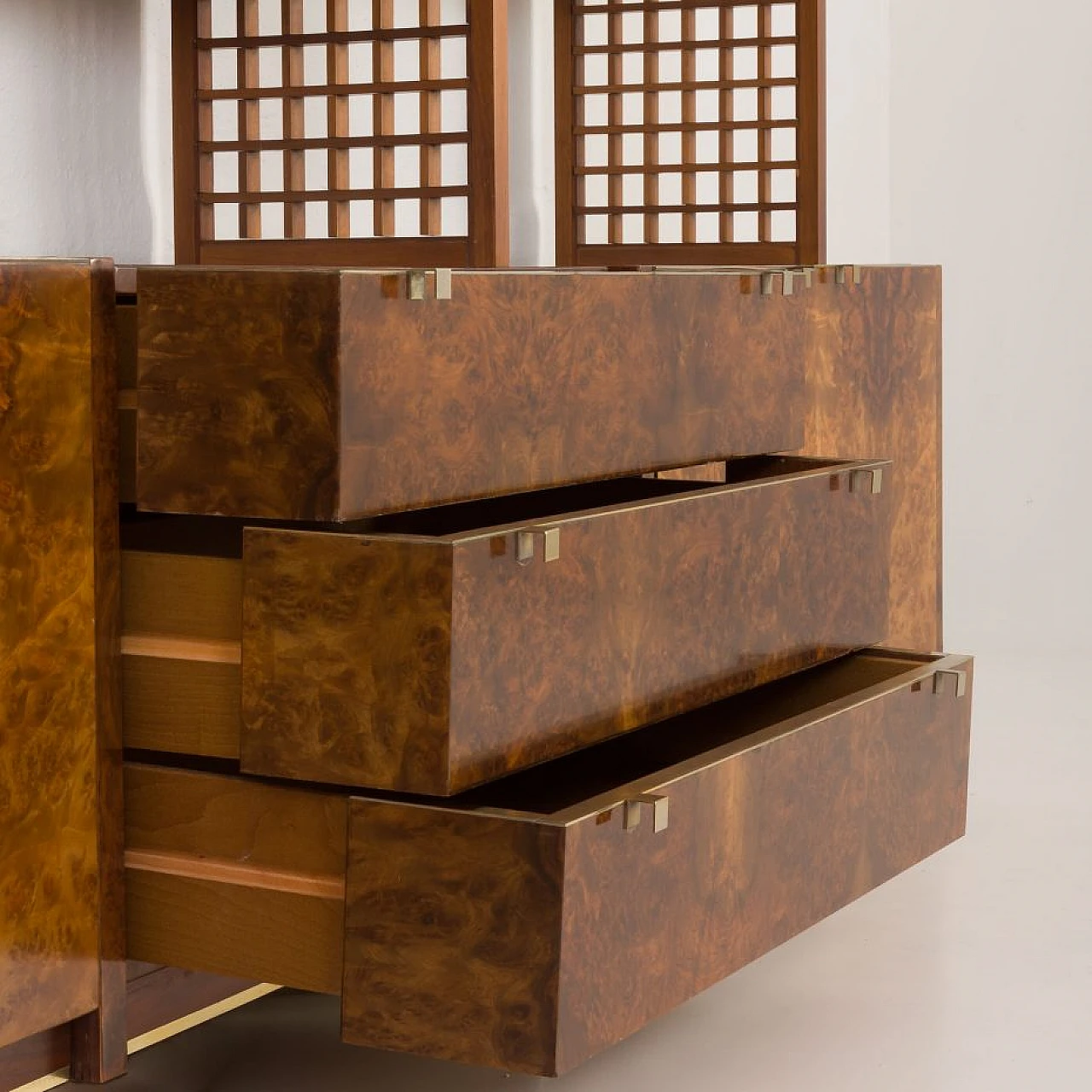 Walnut-root bookcase by G. Gorgoni for Fratelli Turi, 1970s 28