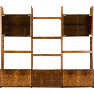 Walnut-root bookcase by G. Gorgoni for Fratelli Turi, 1970s