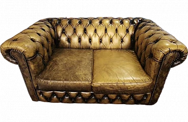 Chesterfield sofa in oak and leather, 1950s