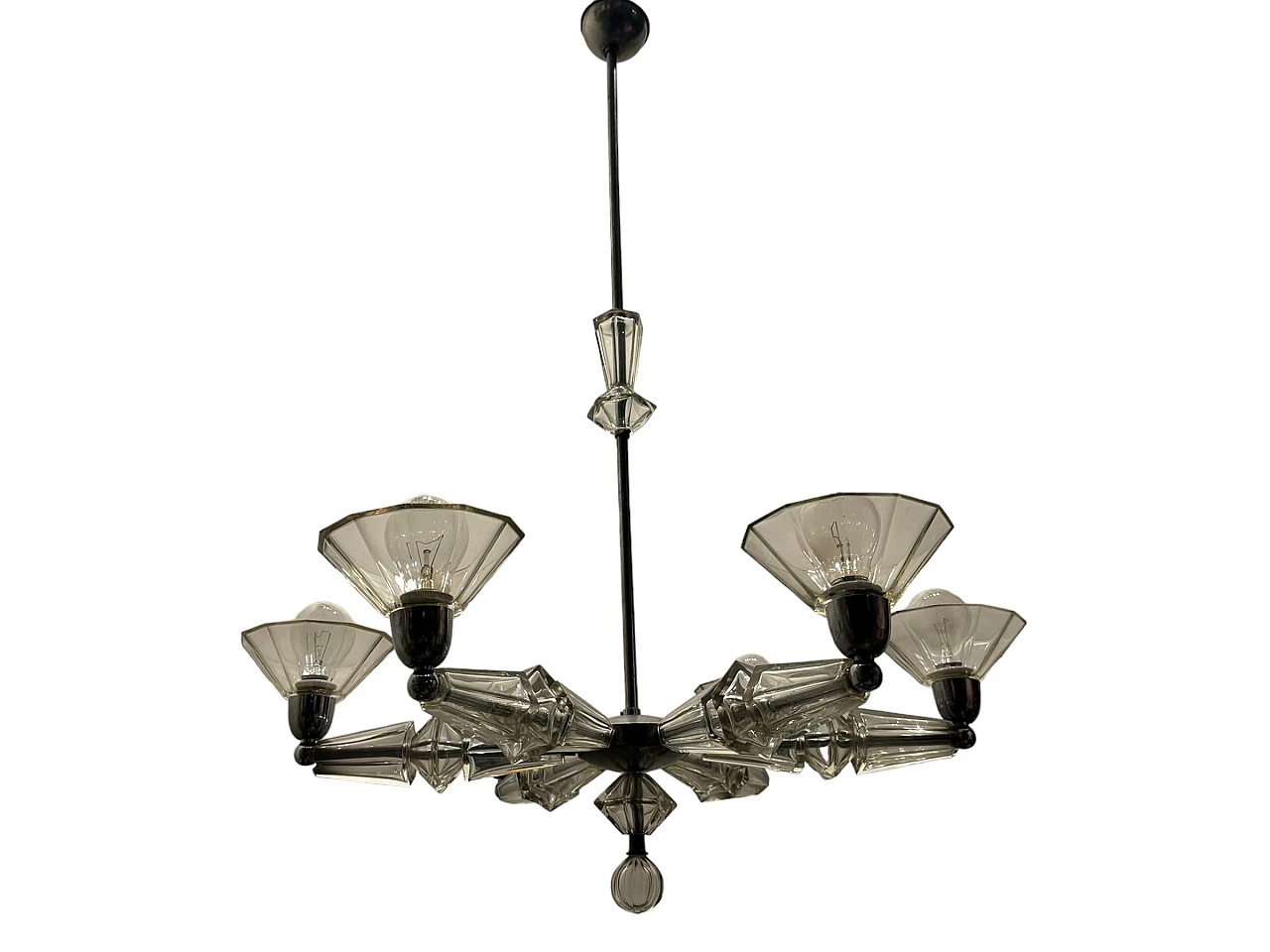 Art Deco Murano glass chandelier, 1940s 1