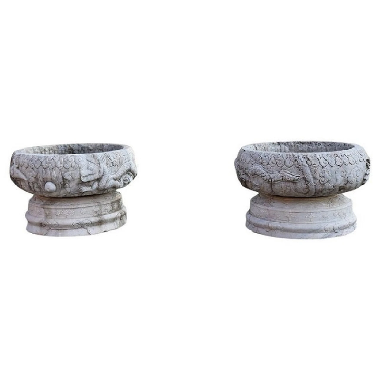 Pair of marble outdoor vases, 1980s 1