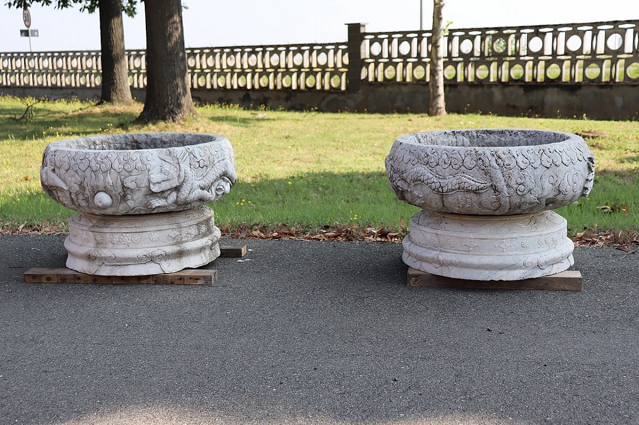 Pair of marble outdoor vases, 1980s 2