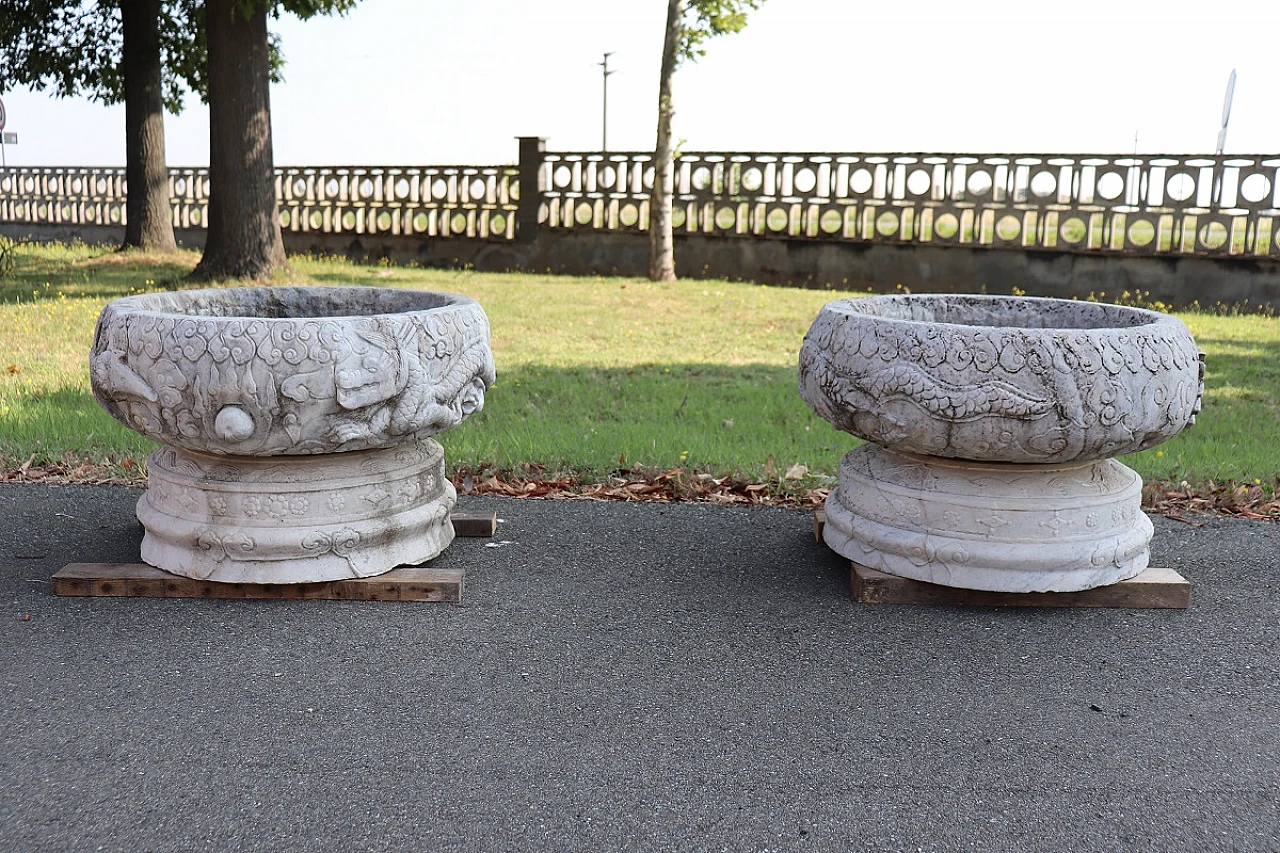 Pair of marble outdoor vases, 1980s 11