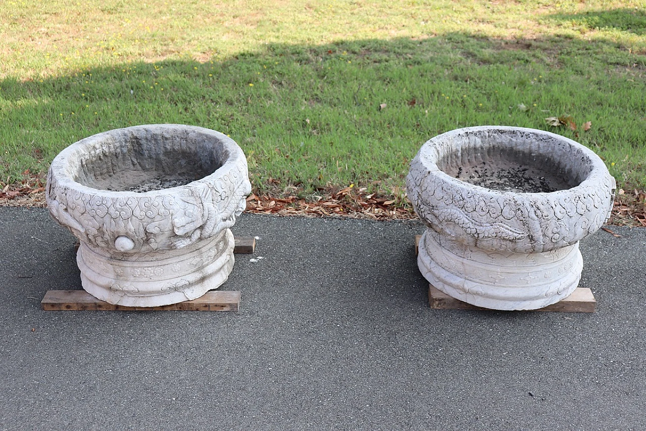 Pair of marble outdoor vases, 1980s 12