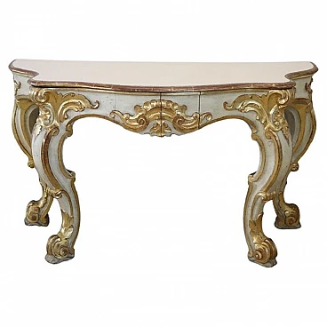 Lacquered and gilded wooden console table, 1980s